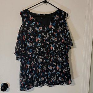 Lane Bryant Cold Shoulder Floral Blouse
